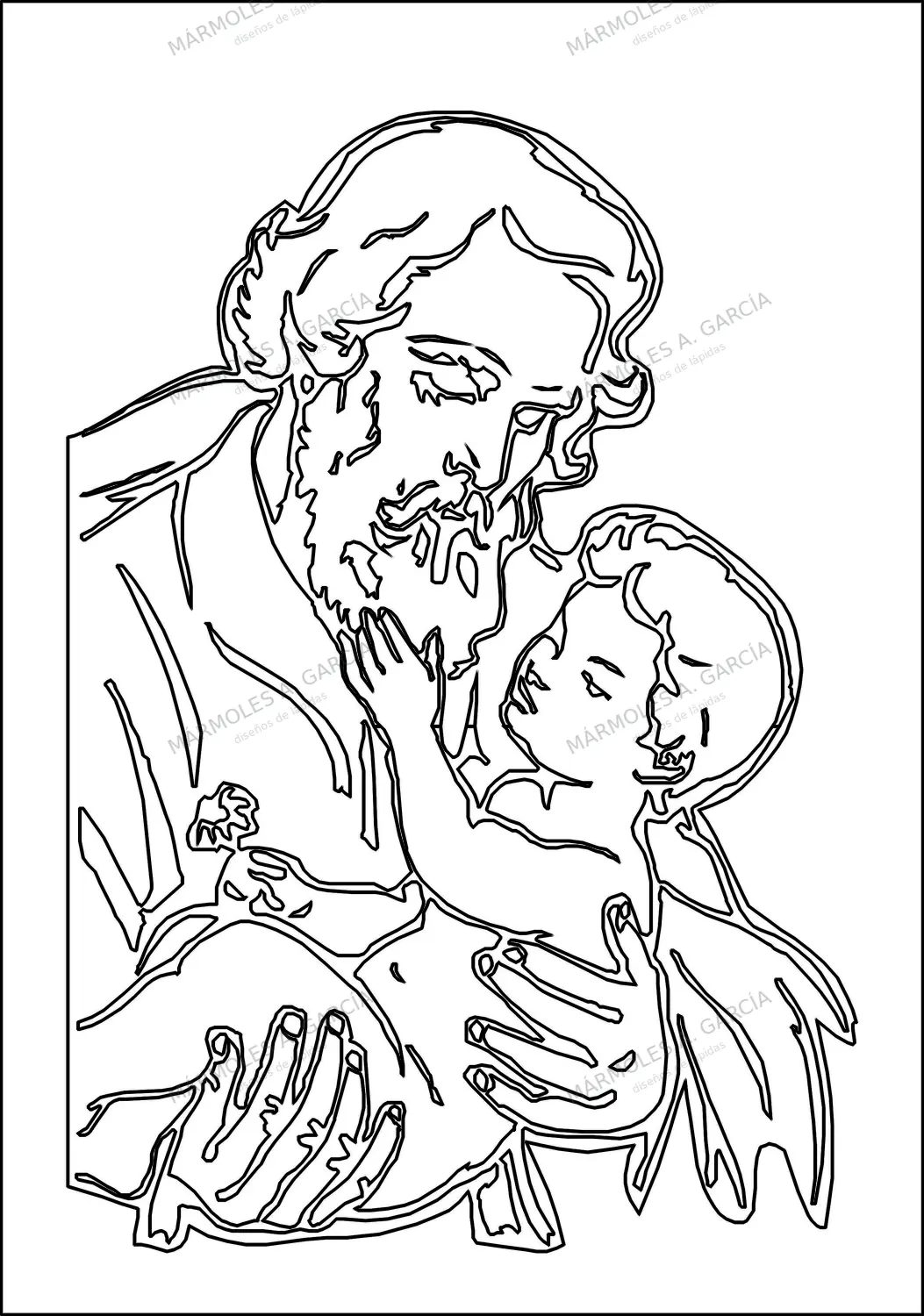 Diseño de lápida: San Jose — Santos y Vírgenes en CorelDraw para grabar