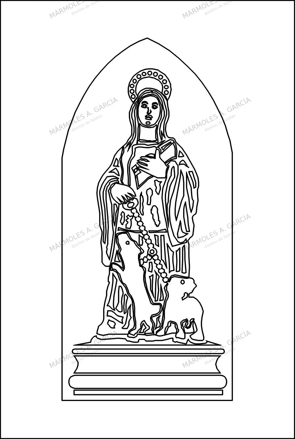 Diseño de lápida: Santa Quiteria — Santos y Vírgenes en CorelDraw para grabar