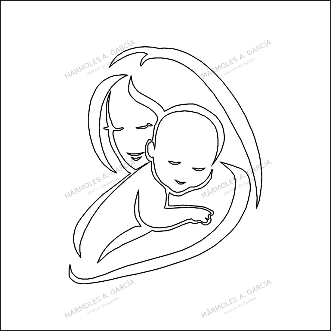 Diseño de lápida: Adoracio de Hijo — Santos y Vírgenes en CorelDraw para grabar
