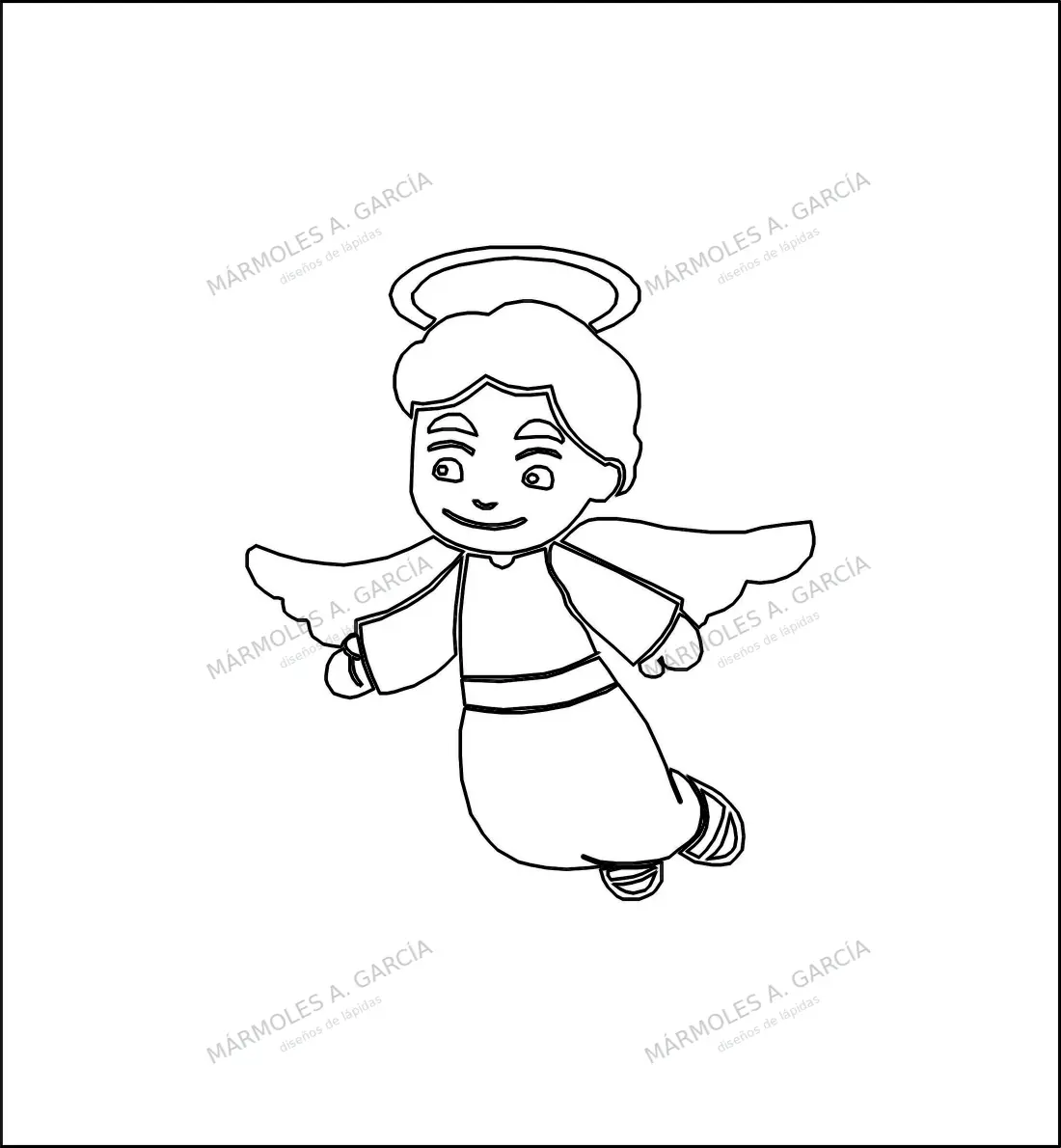 Diseño de lápida: Ángel — Santos y Vírgenes en CorelDraw para grabar