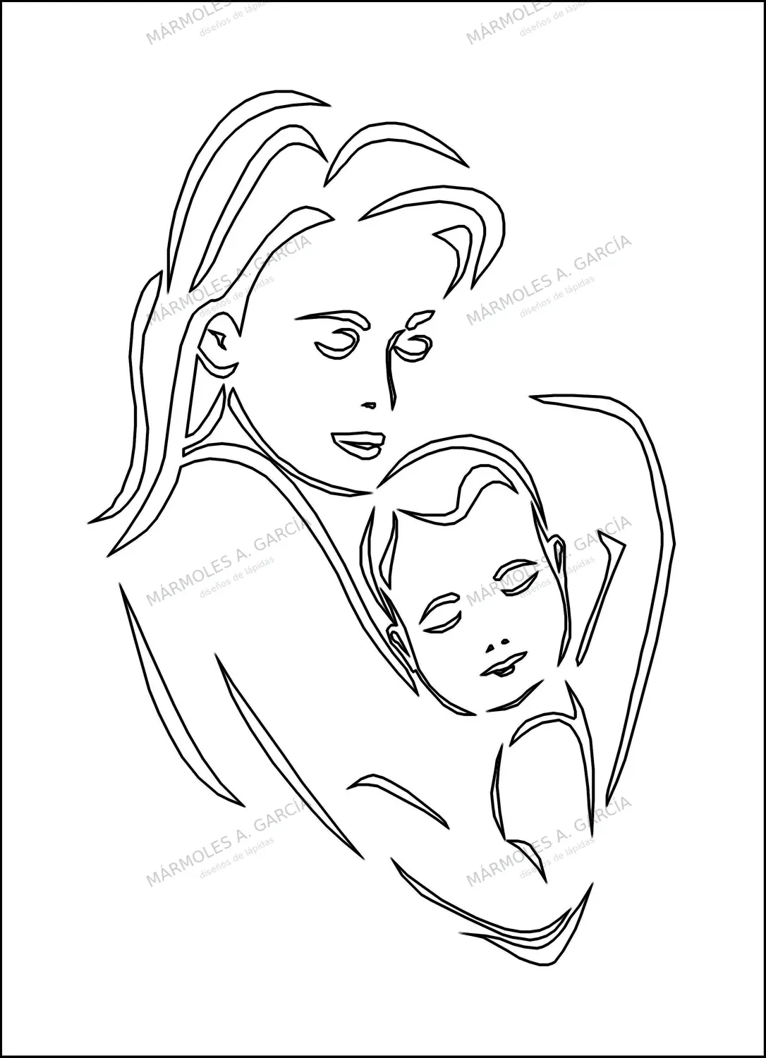 Diseño de lápida: Pasion Madre e Hijo — Santos y Vírgenes en CorelDraw para grabar