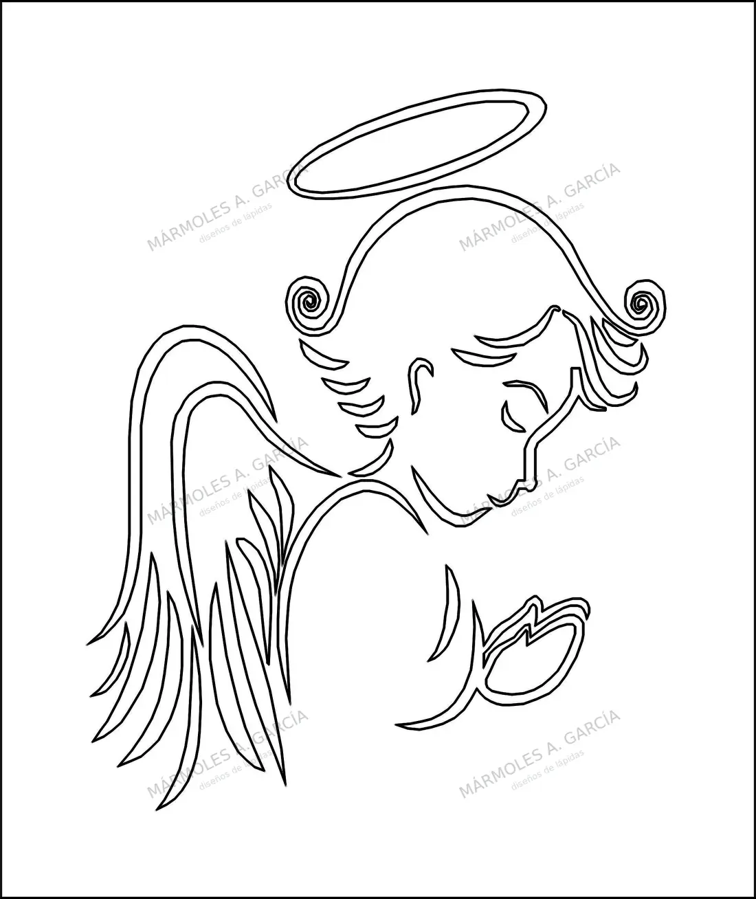 Diseño de lápida: Ángel Orando — Santos y Vírgenes en CorelDraw para grabar