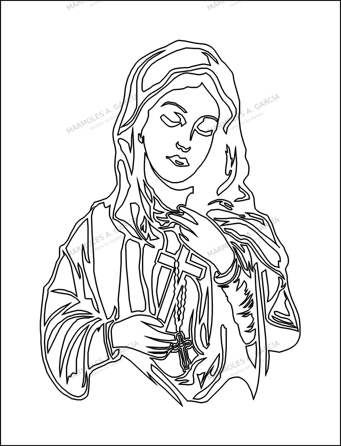 Diseño de lápida: Vrirgen Rosario — Santos y Vírgenes en CorelDraw para grabar