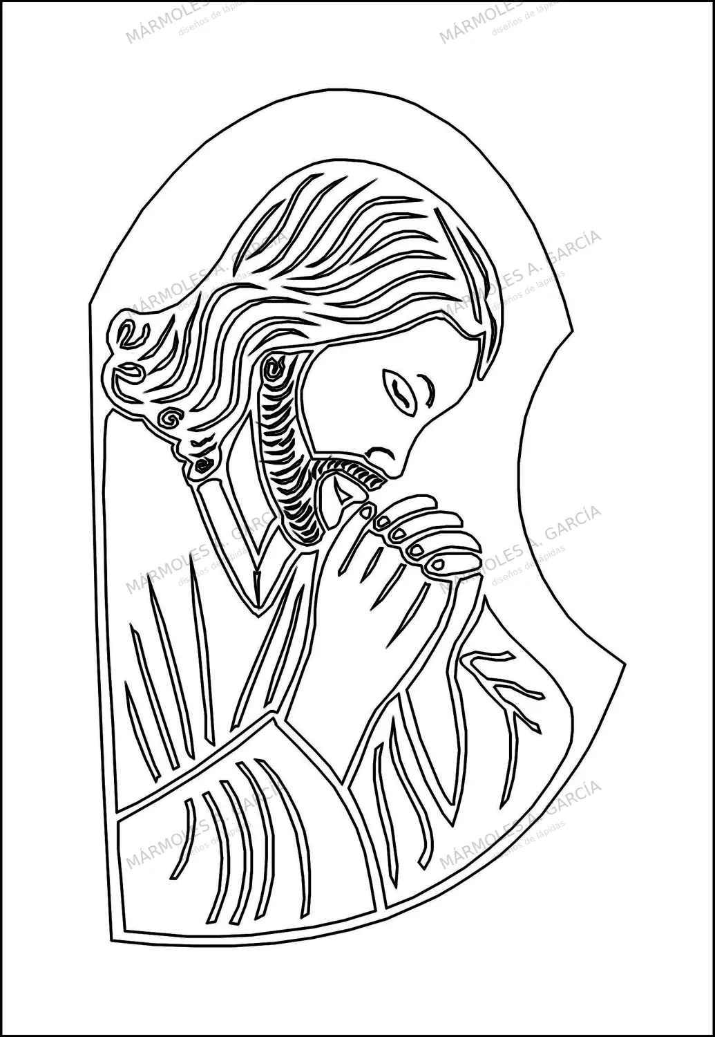 Diseño de lápida: Reflexion de Jesús — Santos y Vírgenes en CorelDraw para grabar