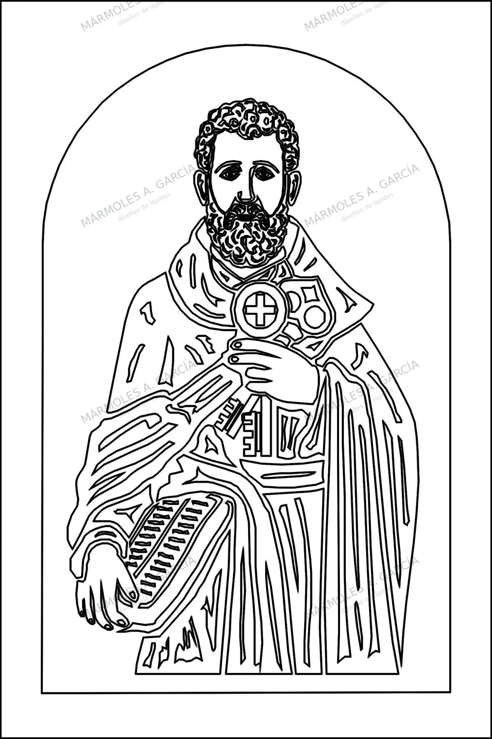 Diseño de lápida: San Pedro — Santos y Vírgenes en CorelDraw para grabar