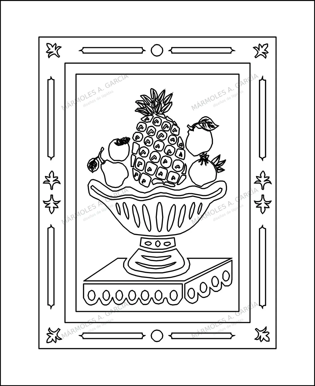 Diseño de lápida: Centro de Frutas — Figuras y paisajes en CorelDraw para grabar