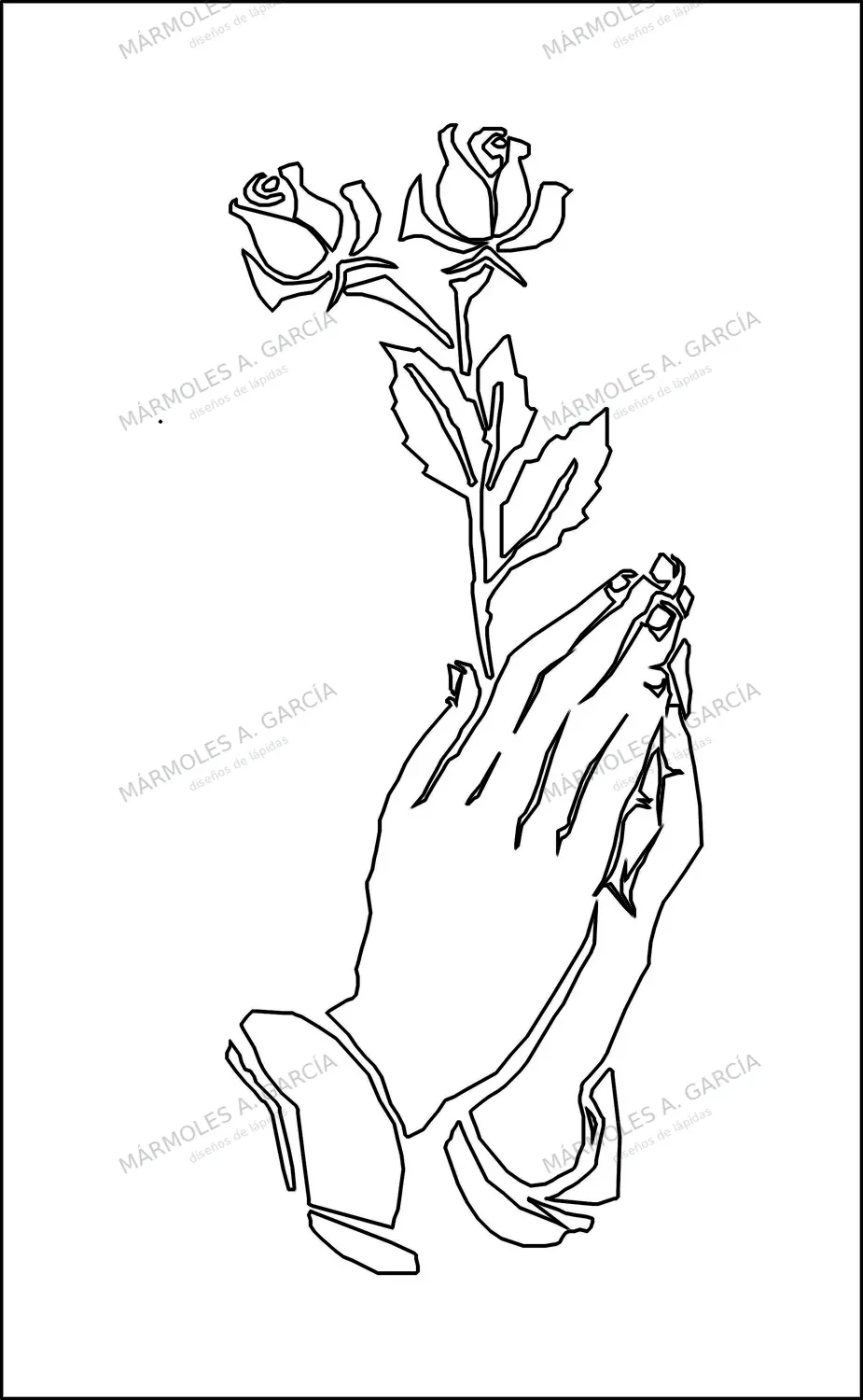 Diseño de lápida: Manos con Rosa — Motivos religiosos en CorelDraw para grabar