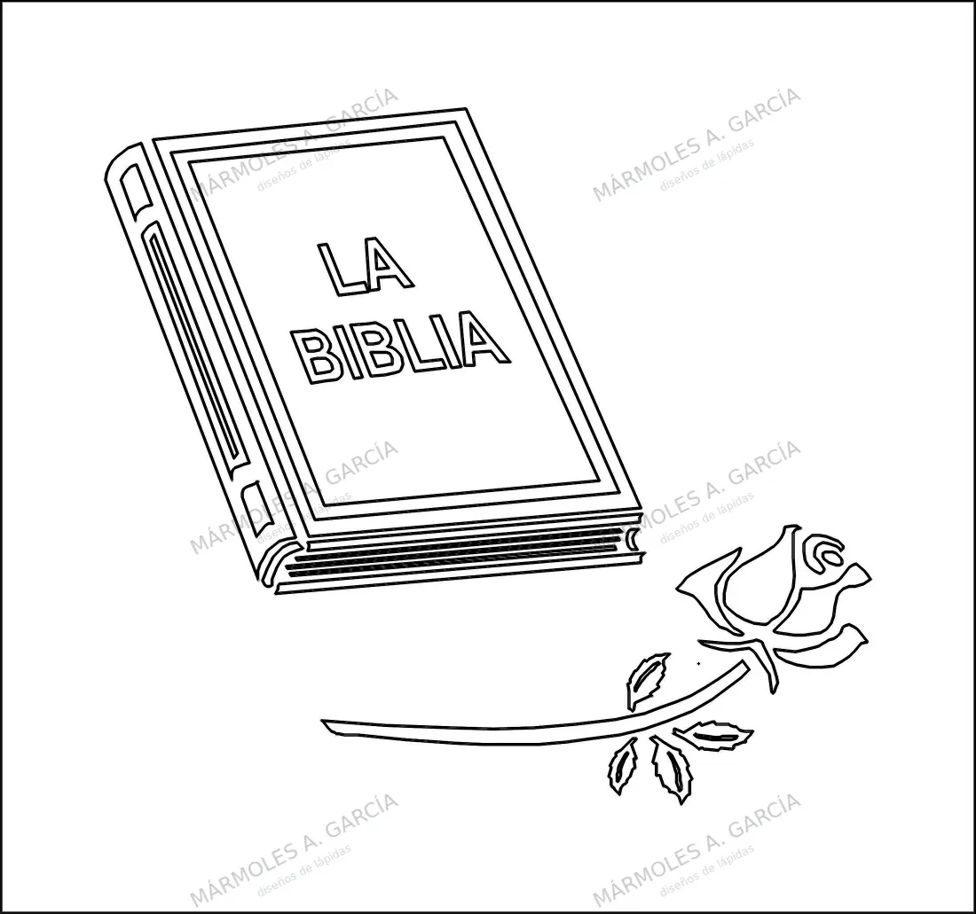 Diseño de lápida: Biblia con Rosa — Motivos religiosos en CorelDraw para grabar