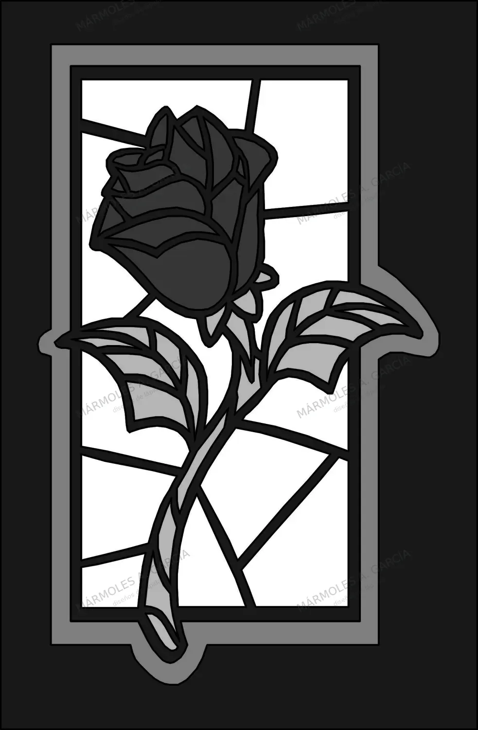 Diseño de lápida: Vidriera con Rosa 48x28 — Motivos religiosos en CorelDraw para grabar