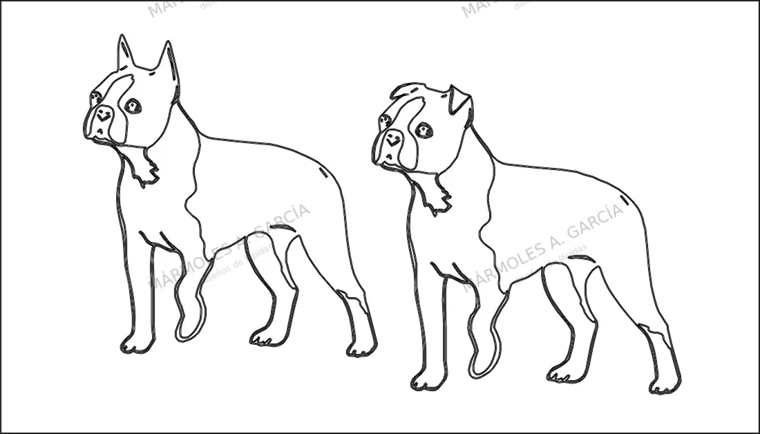 Diseño de lápida: Perros Boxer — Animales en CorelDraw para grabar