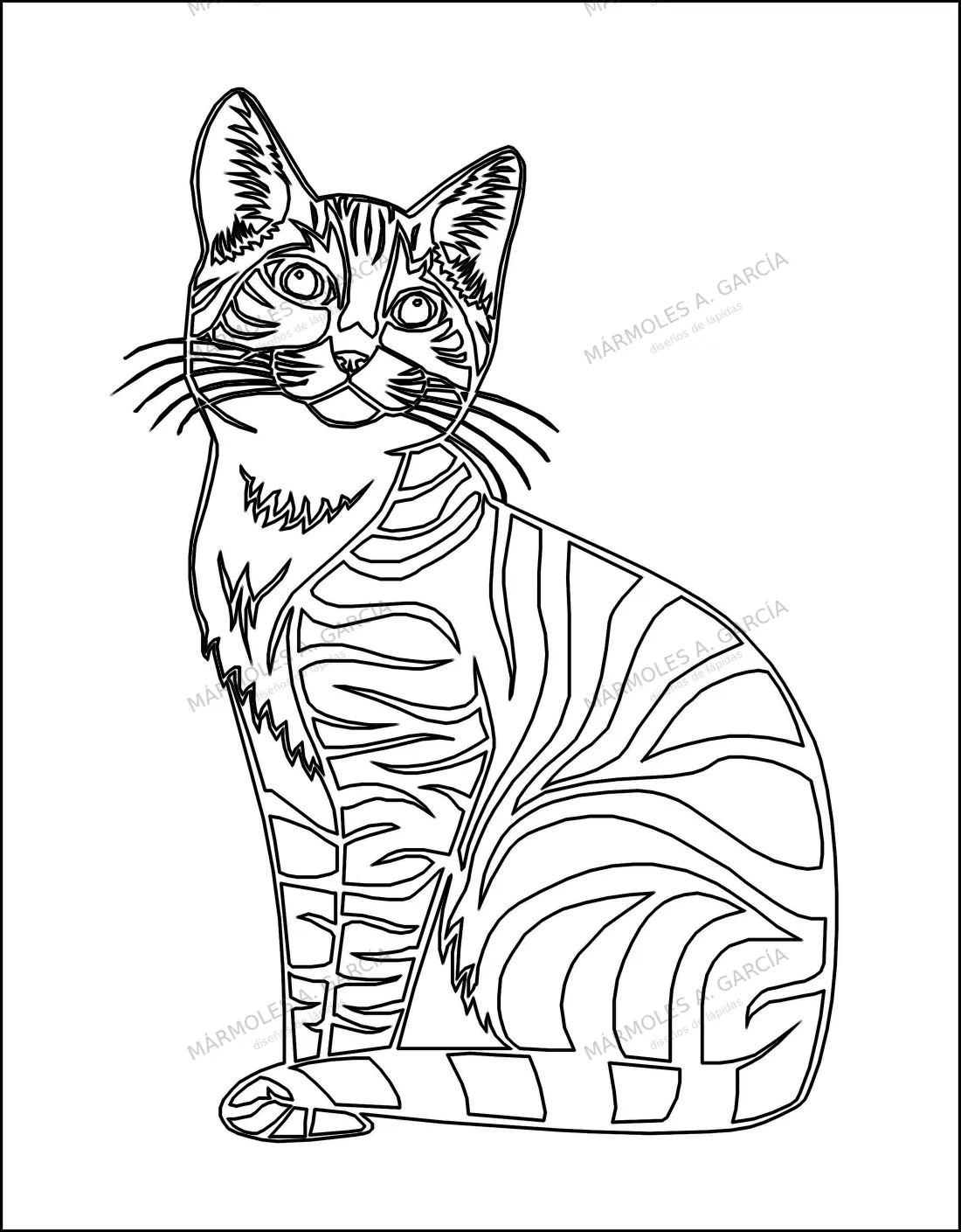 Diseño de lápida: Gato — Animales en CorelDraw para grabar