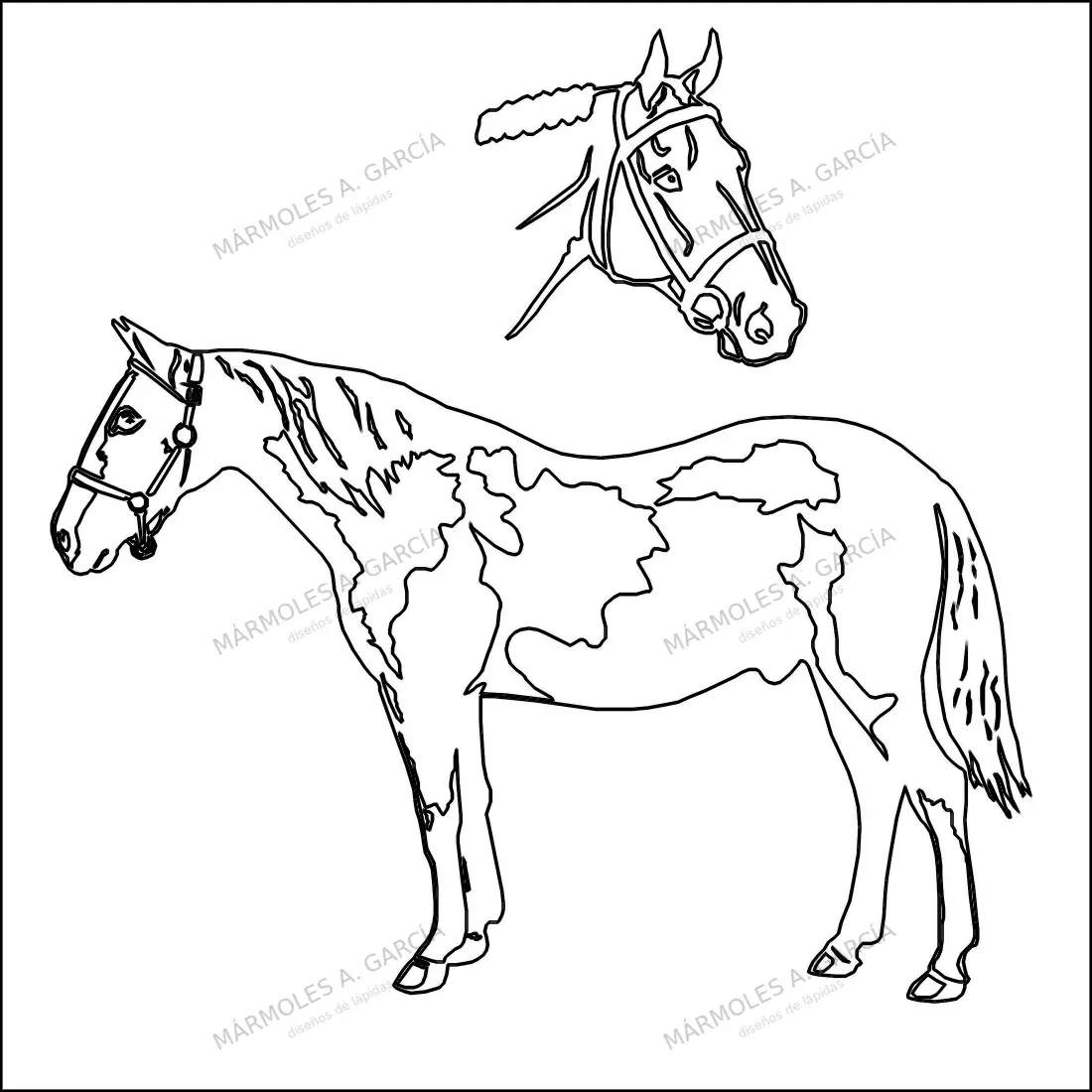 Diseño de lápida: Caballo — Animales en CorelDraw para grabar