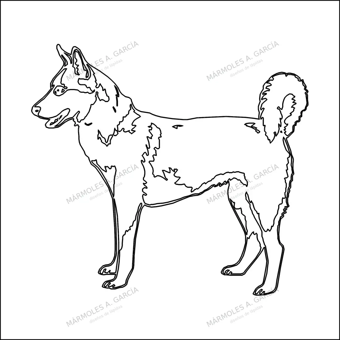 Diseño de lápida: Husky — Animales en CorelDraw para grabar