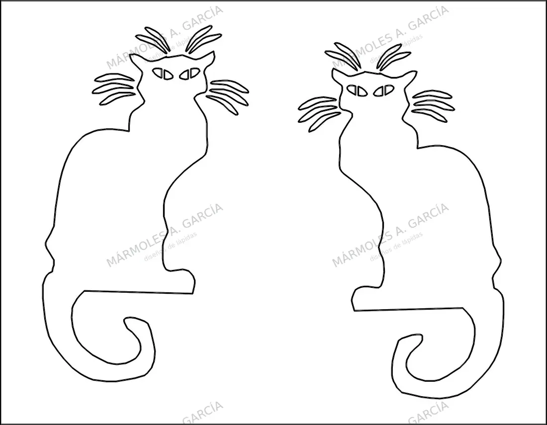 Diseño de lápida: Silueta Dos Gatos — Animales en CorelDraw para grabar
