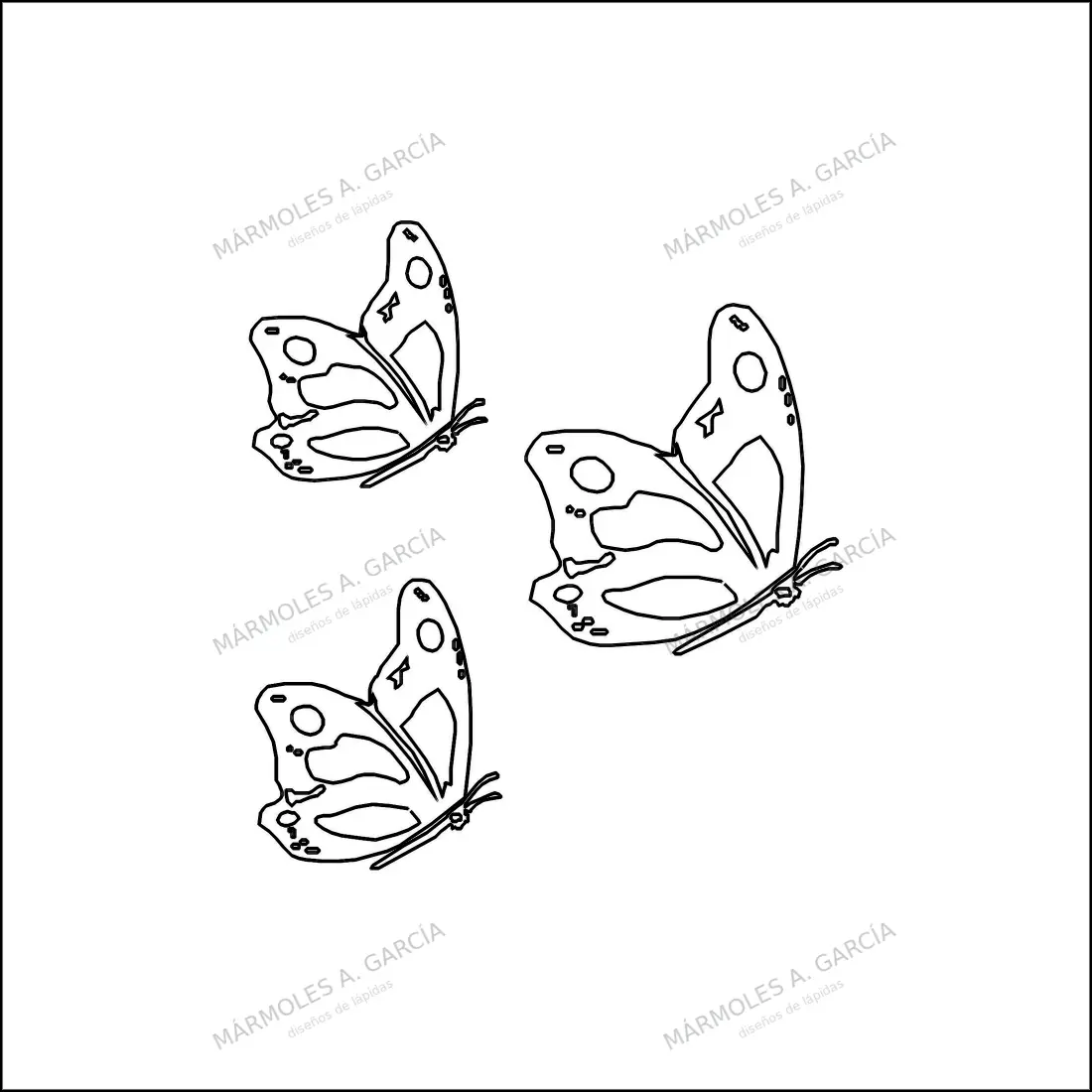 Diseño de lápida: Mariposas en Vuelo — Animales en CorelDraw para grabar