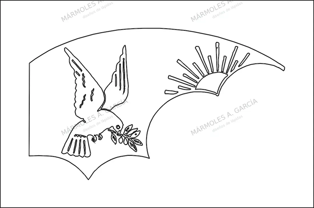 Diseño de lápida: Puesta de Sol con Paloma — Animales en CorelDraw para grabar