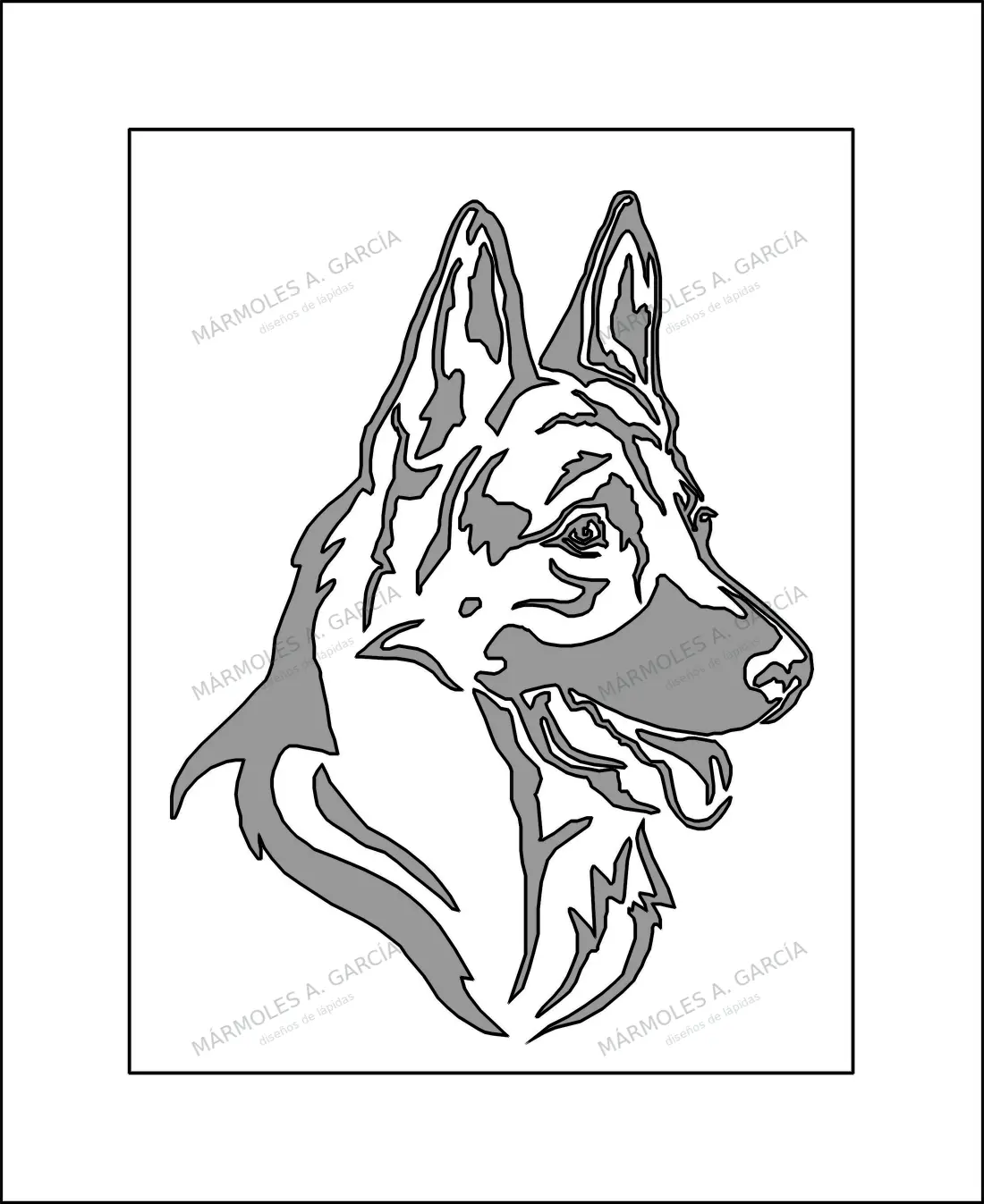 Diseño de lápida: Pastor Aleman — Animales en CorelDraw para grabar