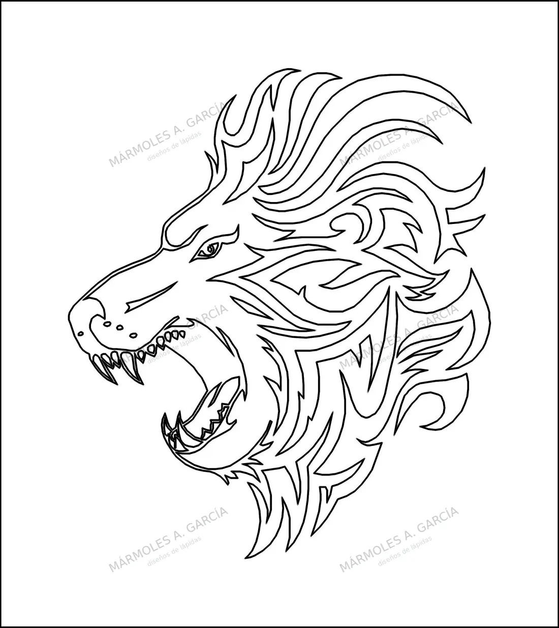 Diseño de lápida: Cabeza León — Animales en CorelDraw para grabar