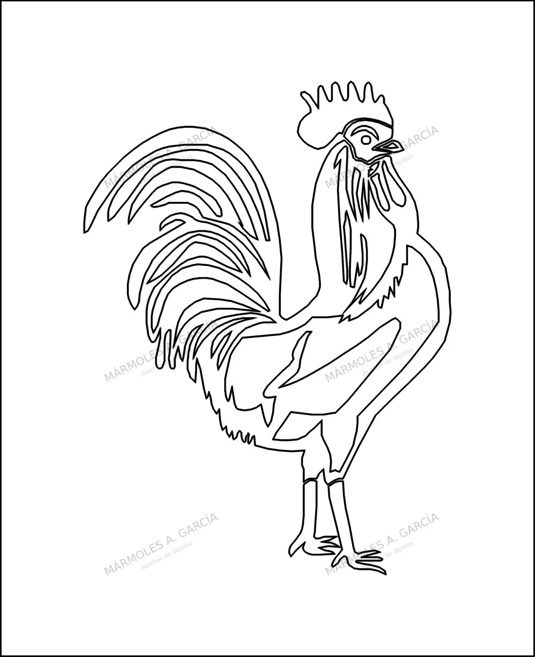 Diseño de lápida: Gallo — Animales en CorelDraw para grabar