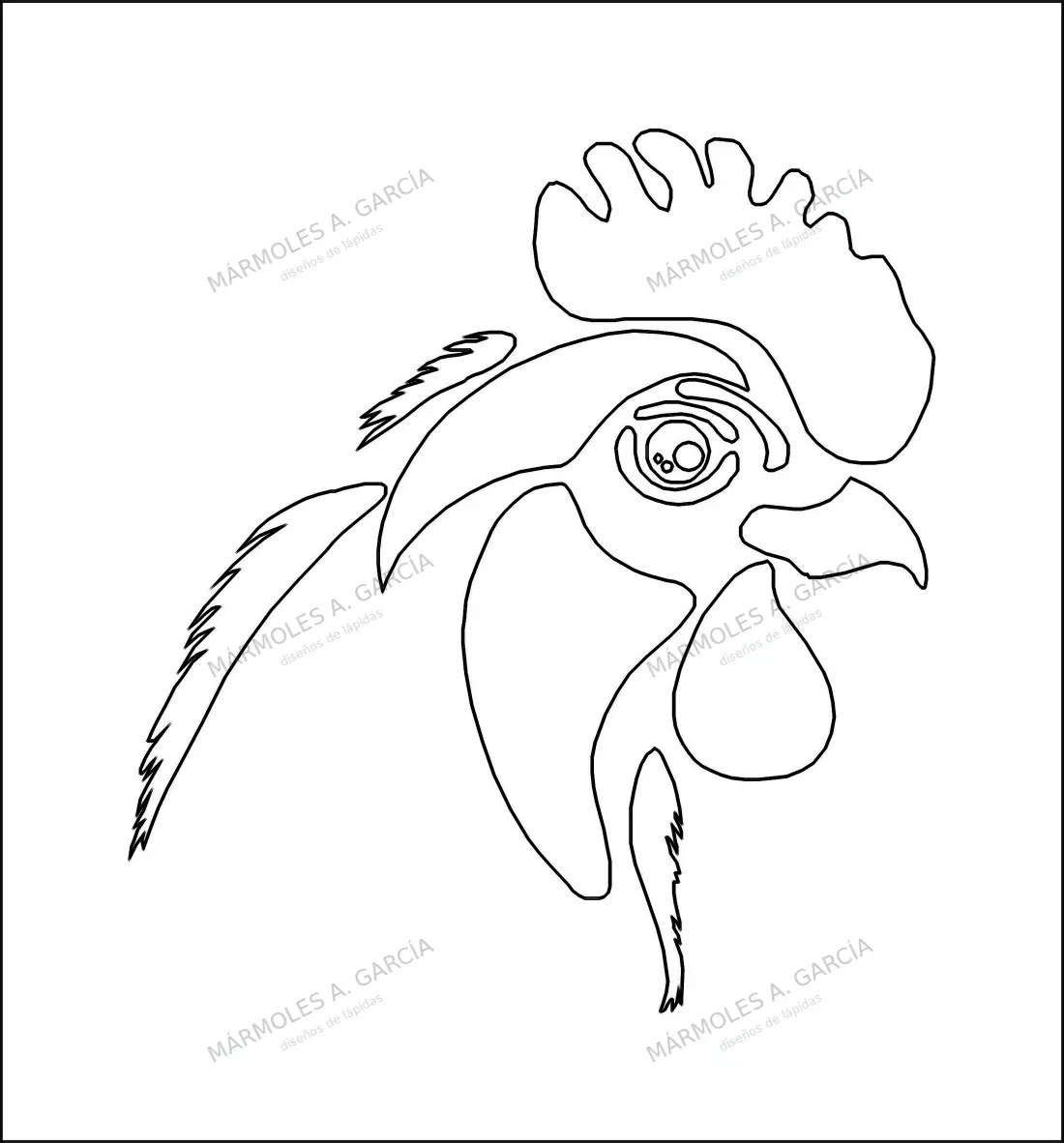 Diseño de lápida: Cabeza de Gallo — Animales en CorelDraw para grabar
