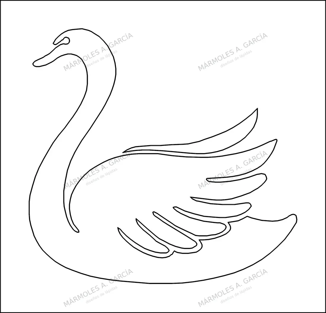 Diseño de lápida: Cisne — Animales en CorelDraw para grabar