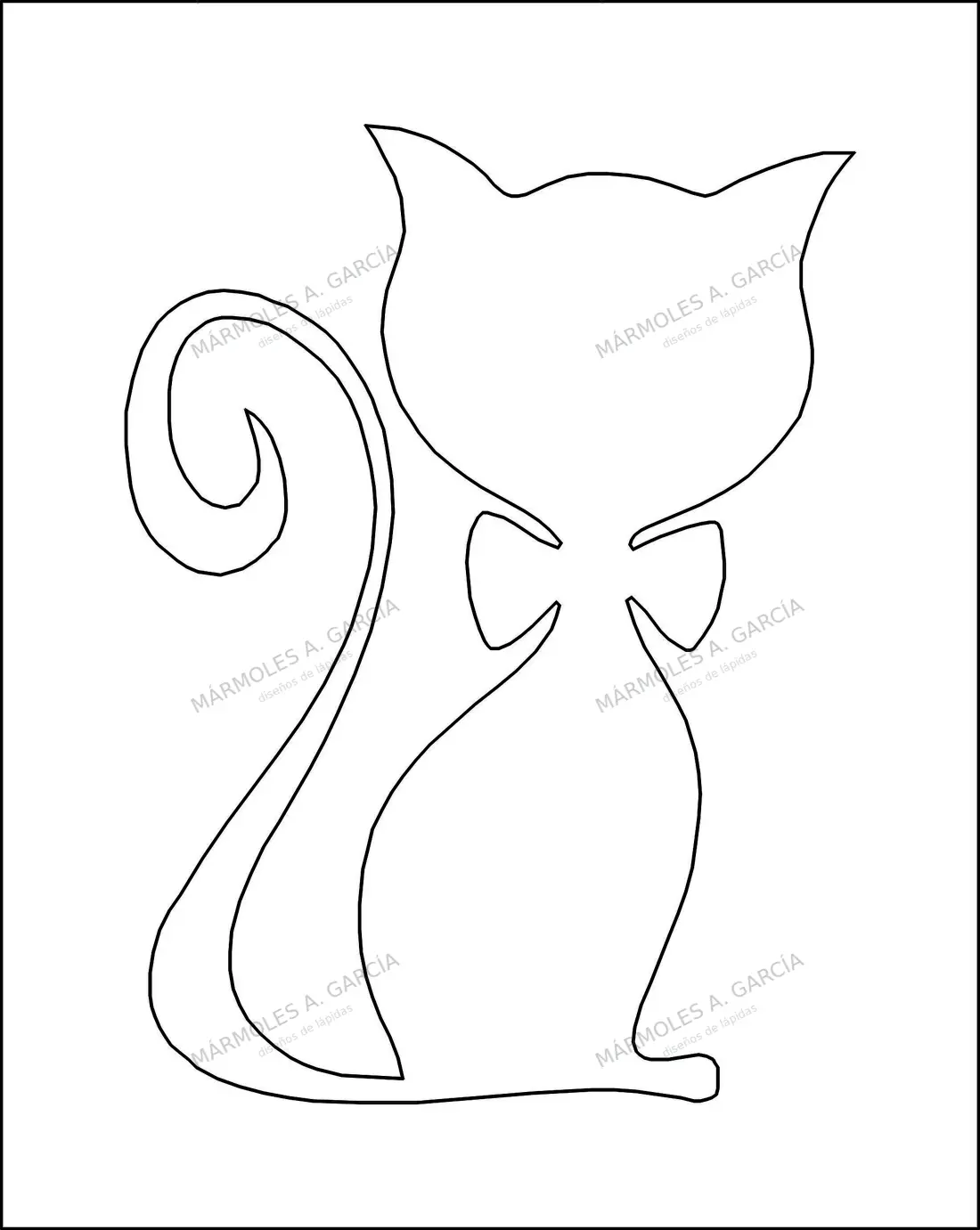 Diseño de lápida: Silueta Gato — Animales en CorelDraw para grabar
