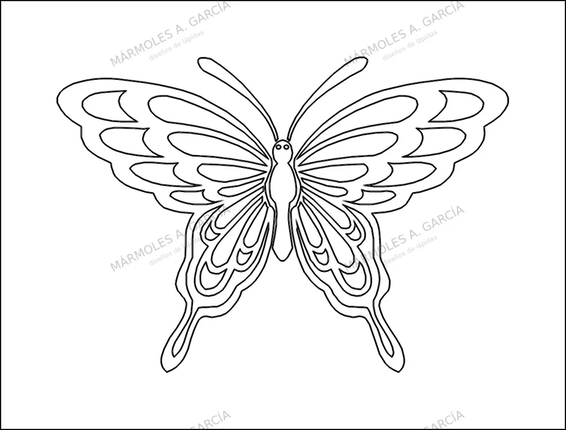Diseño de lápida: Mariposa Realista — Animales en CorelDraw para grabar