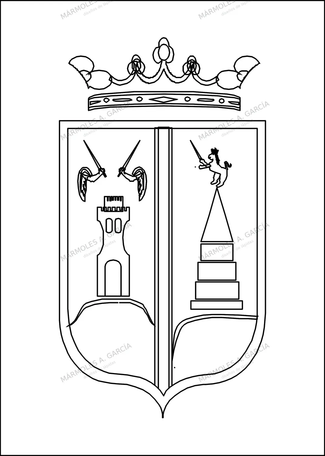 Diseño de lápida: Escudo almansa — Escudos en CorelDraw para grabar