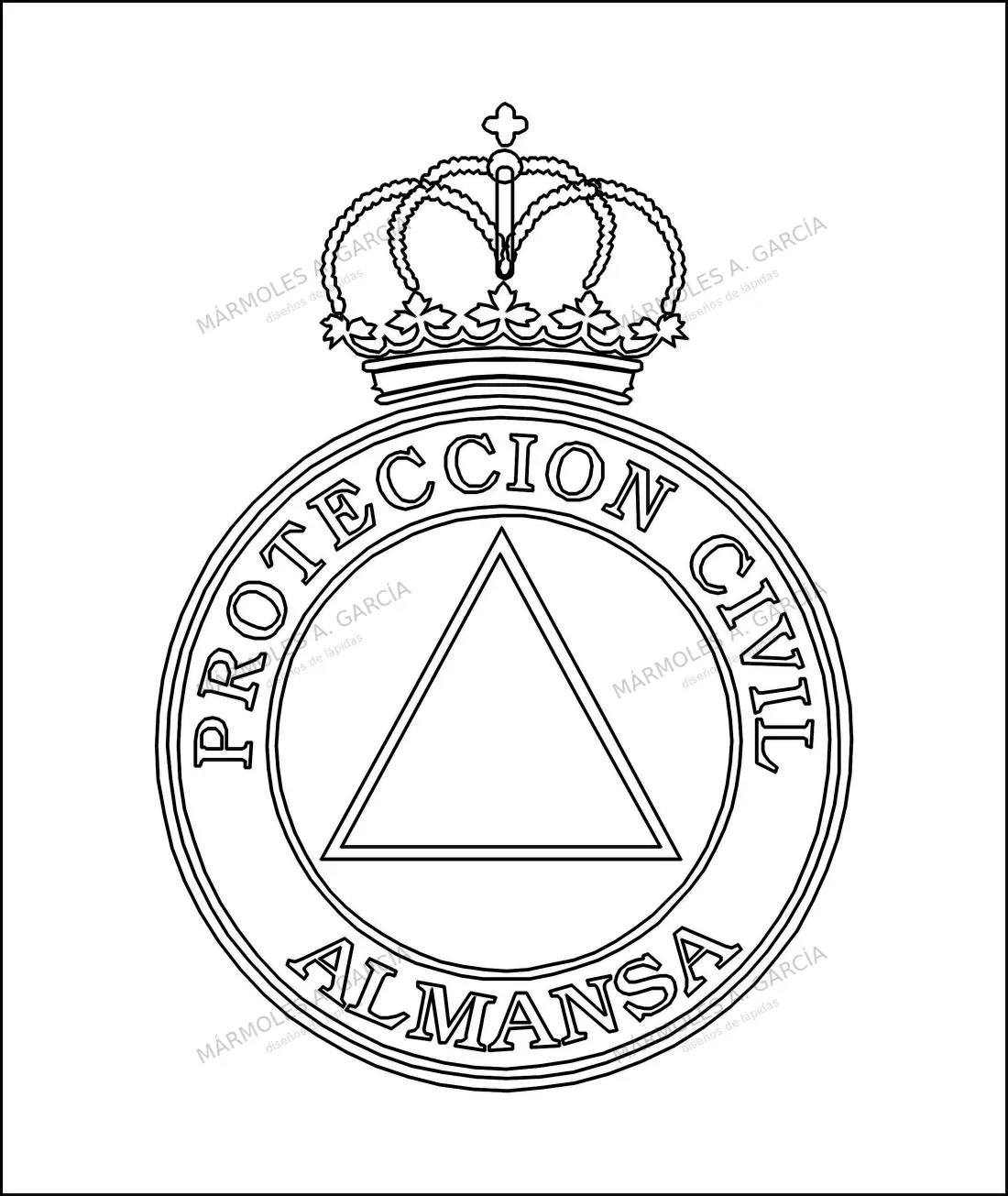 Diseño de lápida: Escudo proteccion civil — Escudos en CorelDraw para grabar