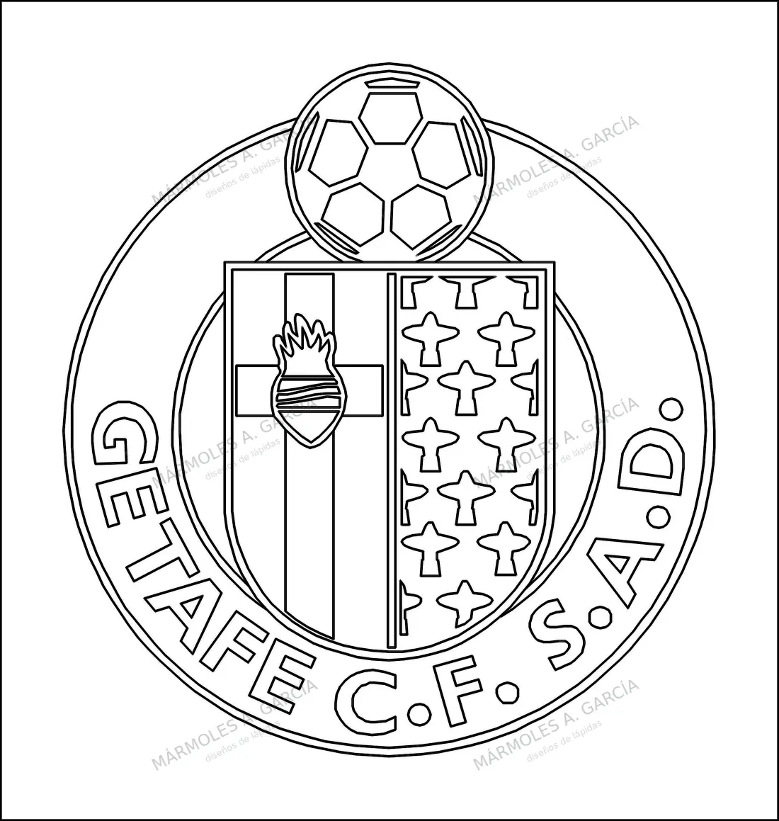 Diseño de lápida: Escudo getafe — Escudos en CorelDraw para grabar