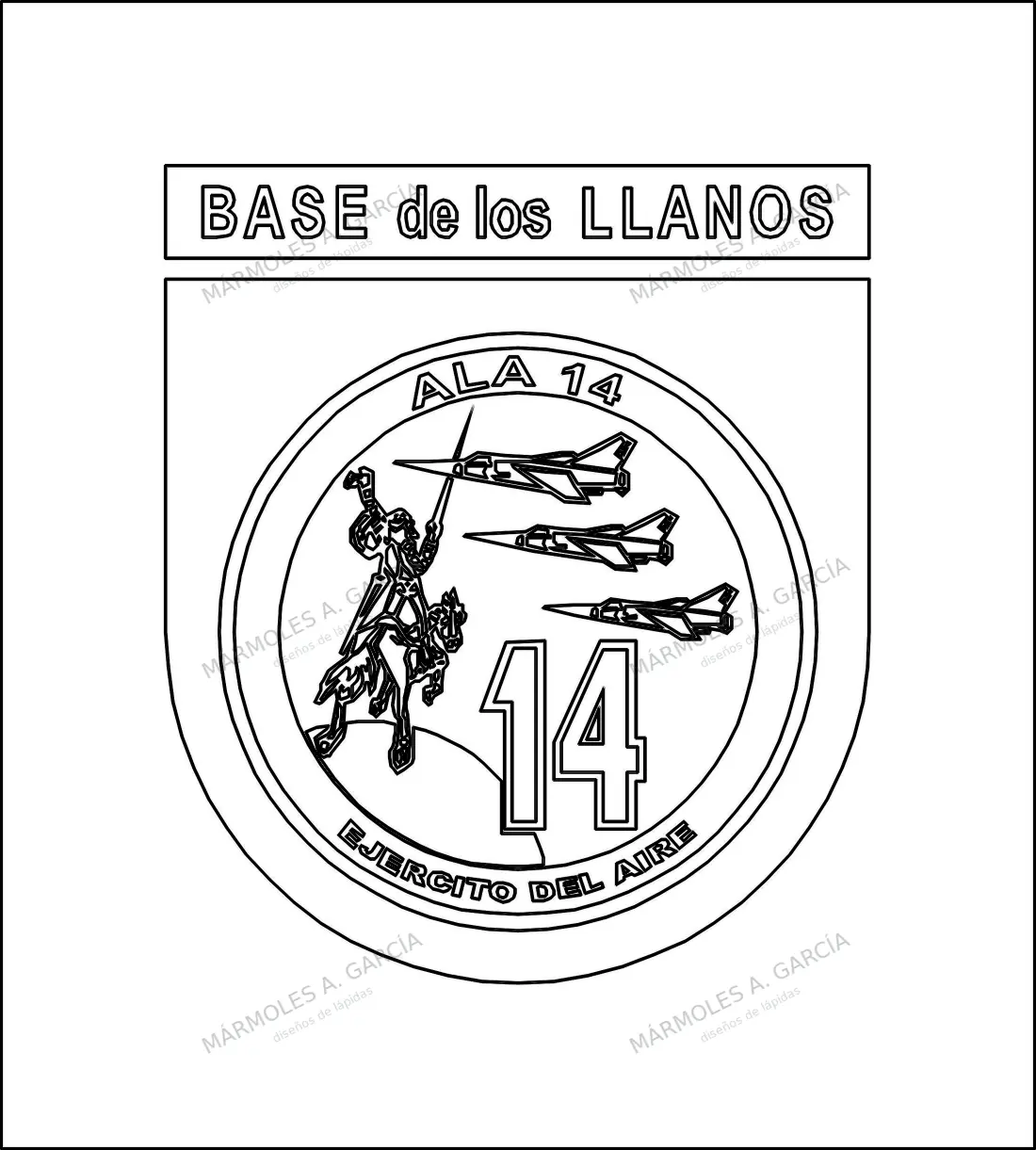 Diseño de lápida: Escudo base de los llanos albacete — Escudos en CorelDraw para grabar