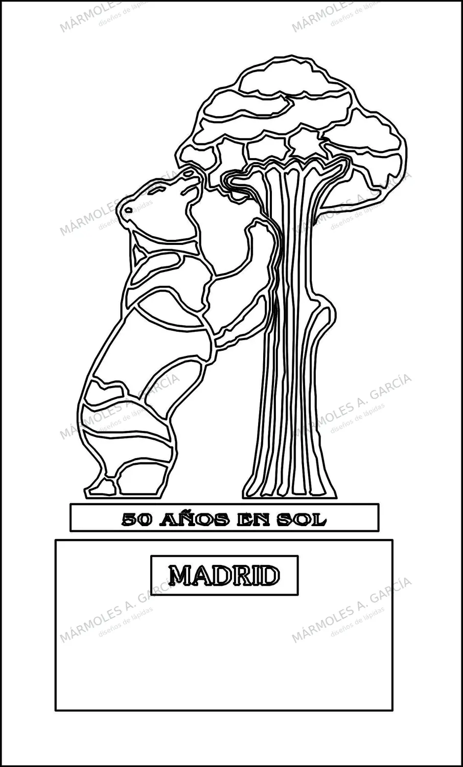 Diseño de lápida: Escudo oso y madroño — Escudos en CorelDraw para grabar