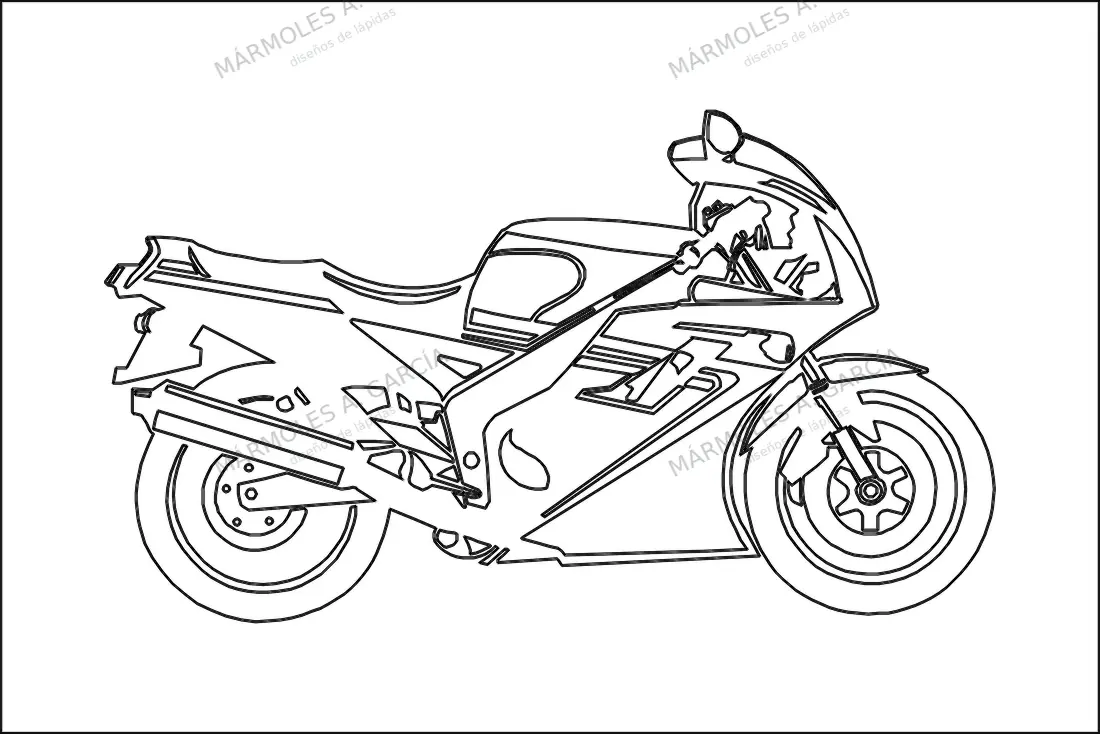 Diseño de lápida: Moto Yamaha — Vehículos en CorelDraw para grabar