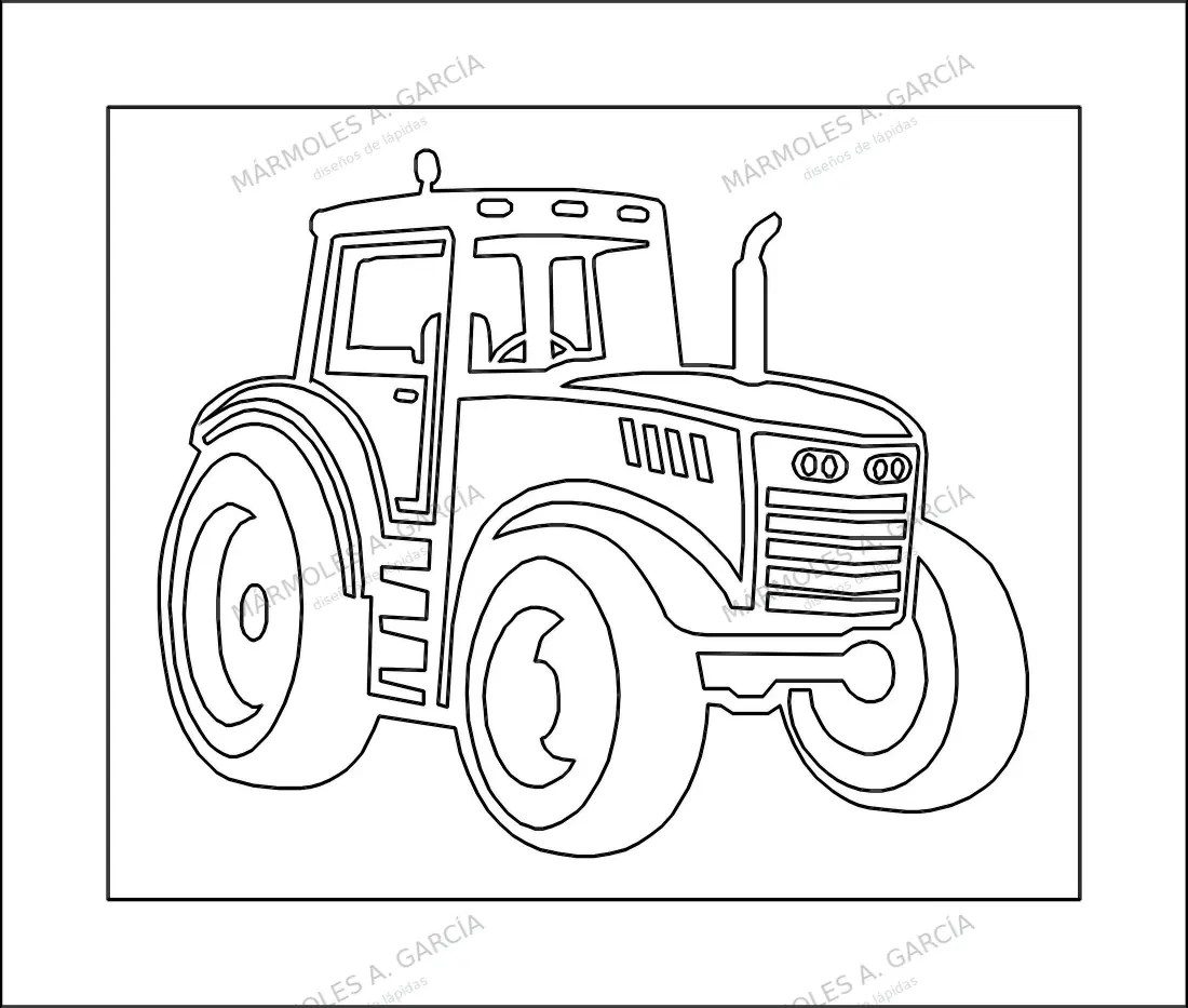 Diseño de lápida: Silueta Tractor John Deere — Vehículos en CorelDraw para grabar