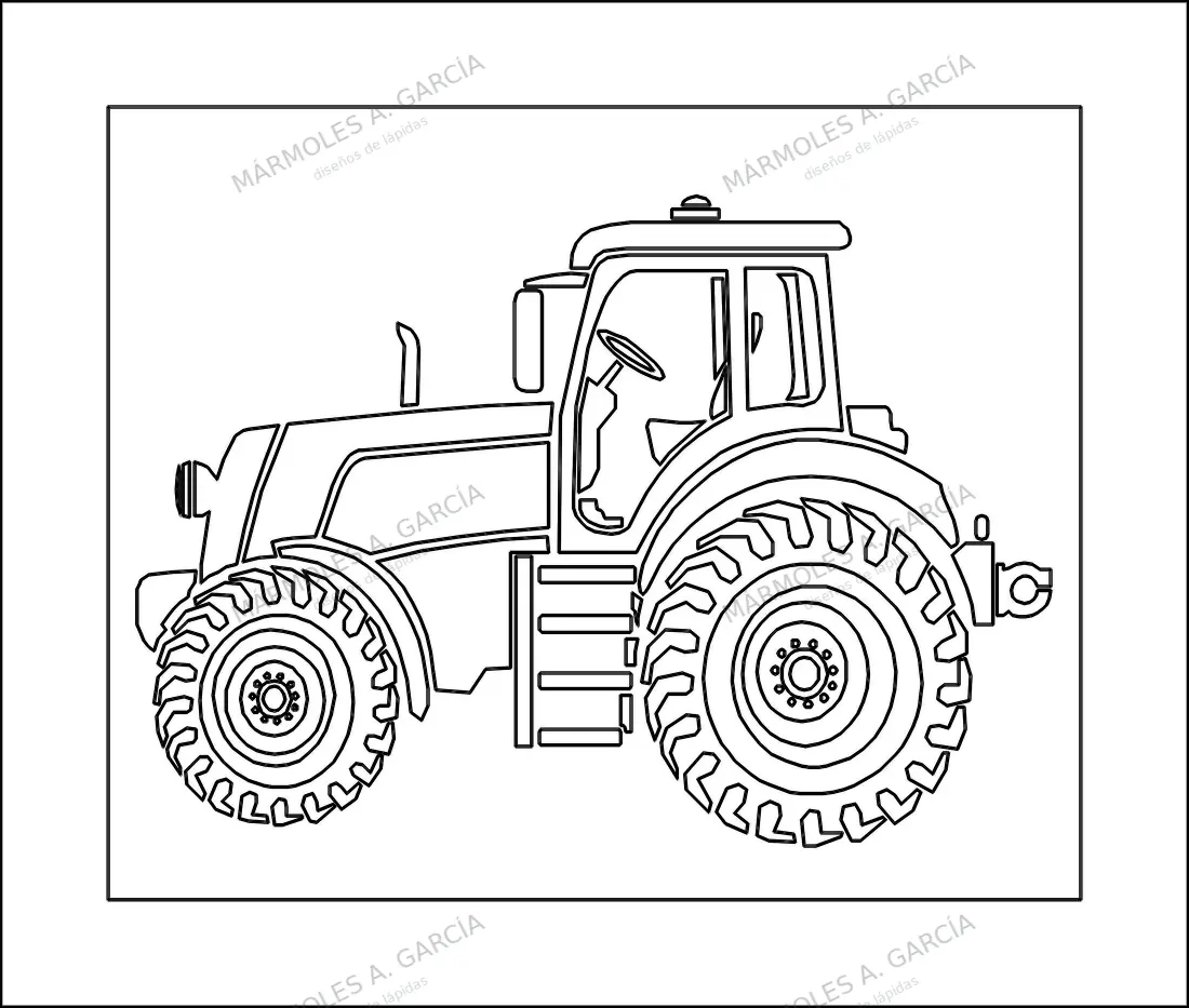 Diseño de lápida: Tractor John Deere — Vehículos en CorelDraw para grabar