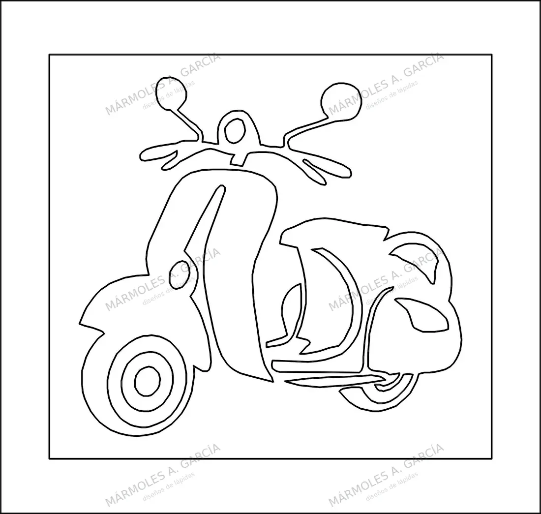 Diseño de lápida: Moto Bespa — Vehículos en CorelDraw para grabar