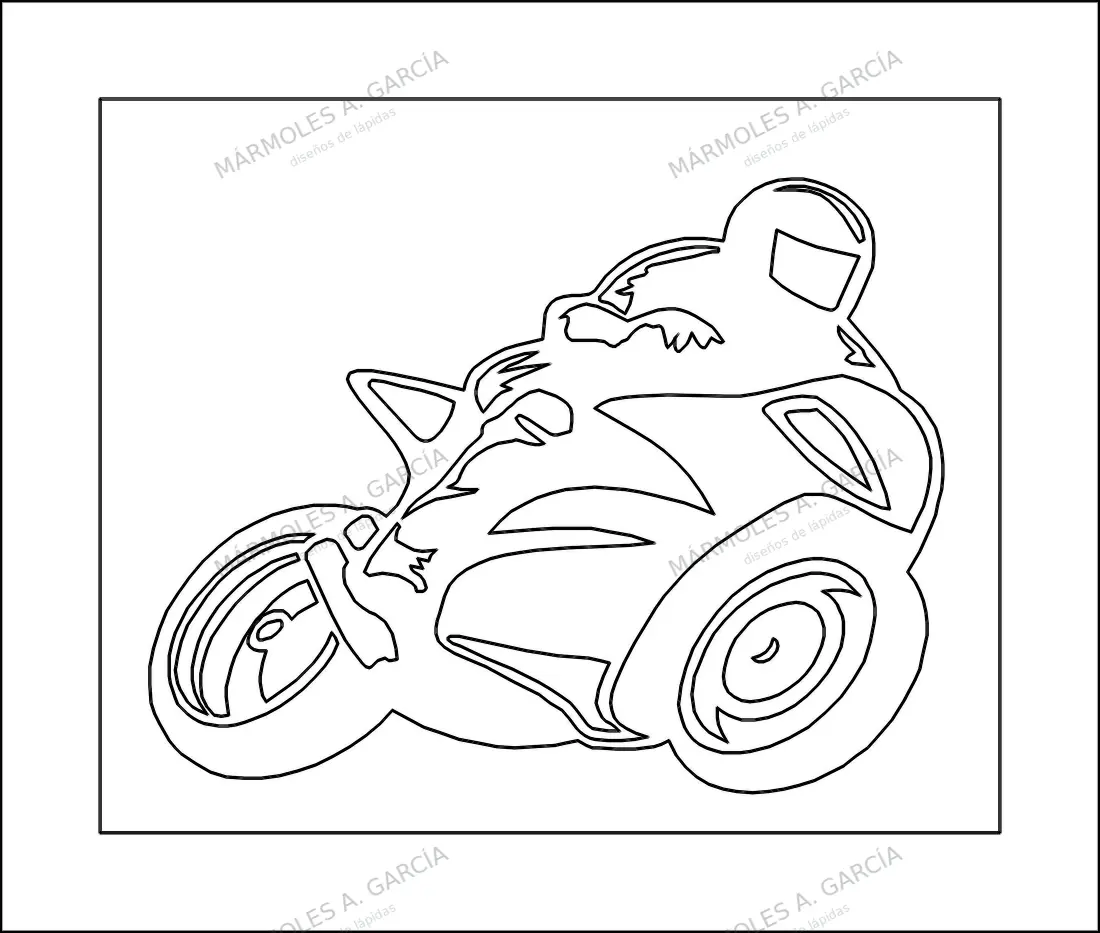 Diseño de lápida: Moto Carrera — Vehículos en CorelDraw para grabar