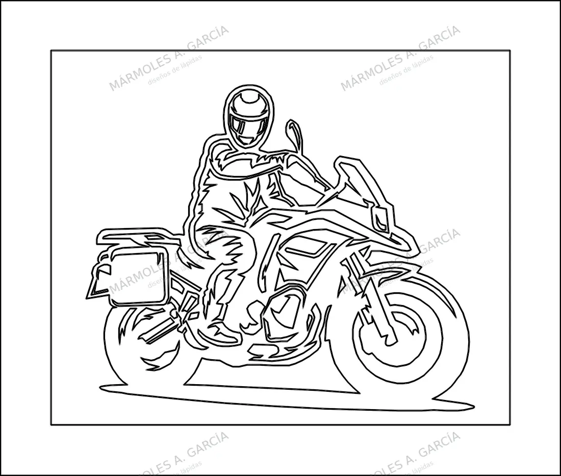 Diseño de lápida: Moto Carretera — Vehículos en CorelDraw para grabar
