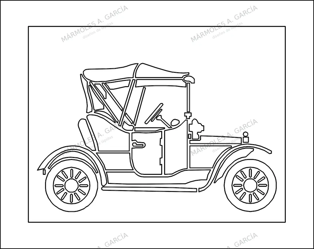 Diseño de lápida: Ford T — Vehículos en CorelDraw para grabar