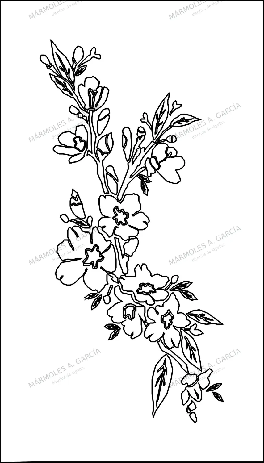 Diseño de lápida: Rama de Almendro — Flores para lápidas en CorelDraw para grabar