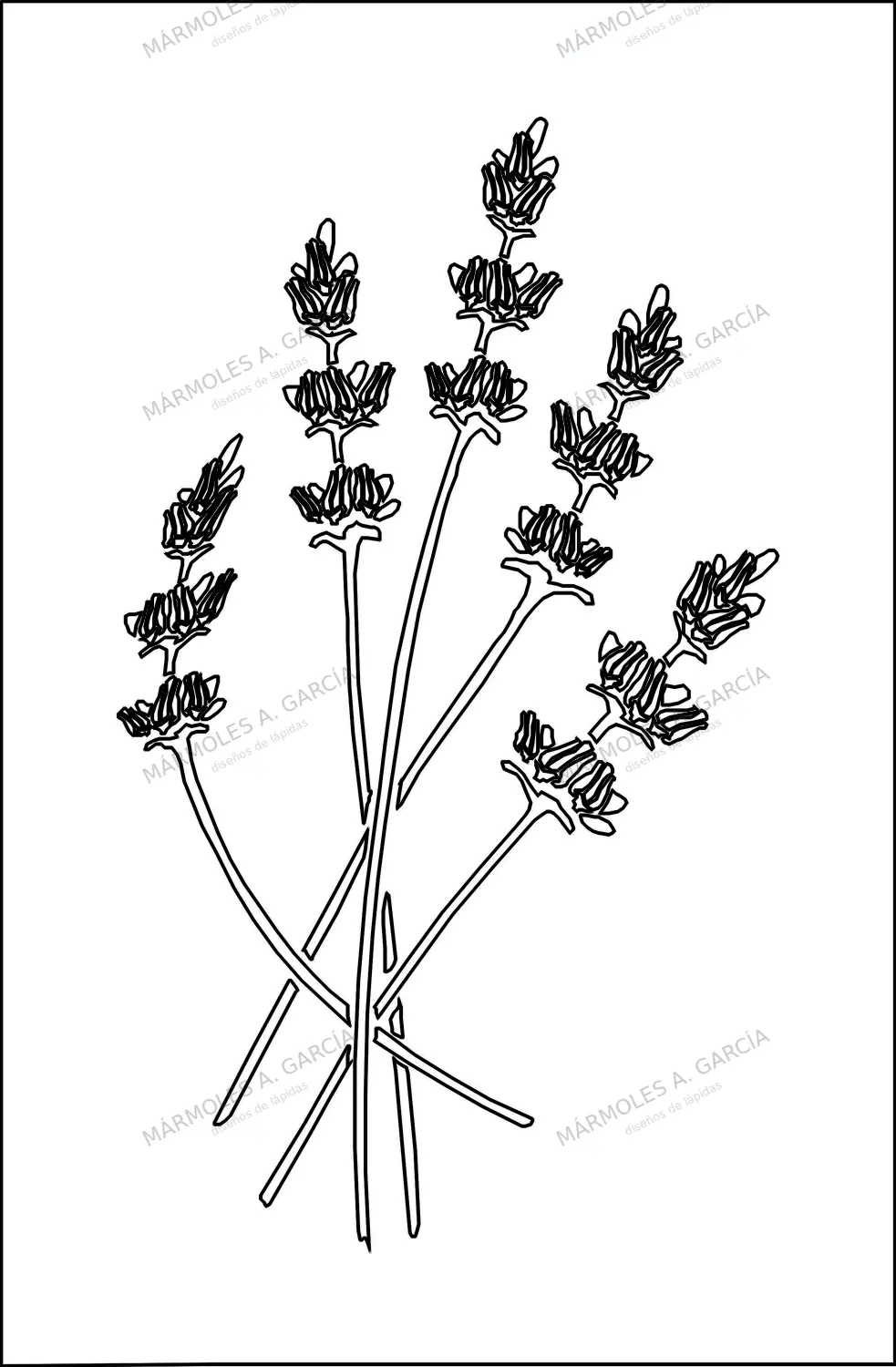 Diseño de lápida: Lavanda — Flores para lápidas en CorelDraw para grabar