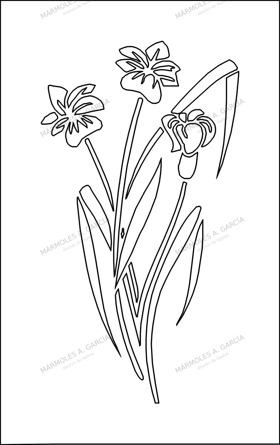 Diseño de lápida: Narcisos — Flores para lápidas en CorelDraw para grabar