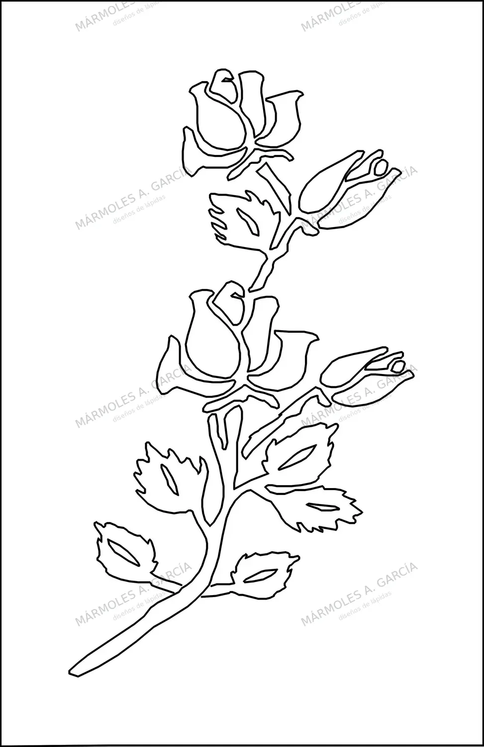 Diseño de lápida: Rama de Rosas — Flores para lápidas en CorelDraw para grabar