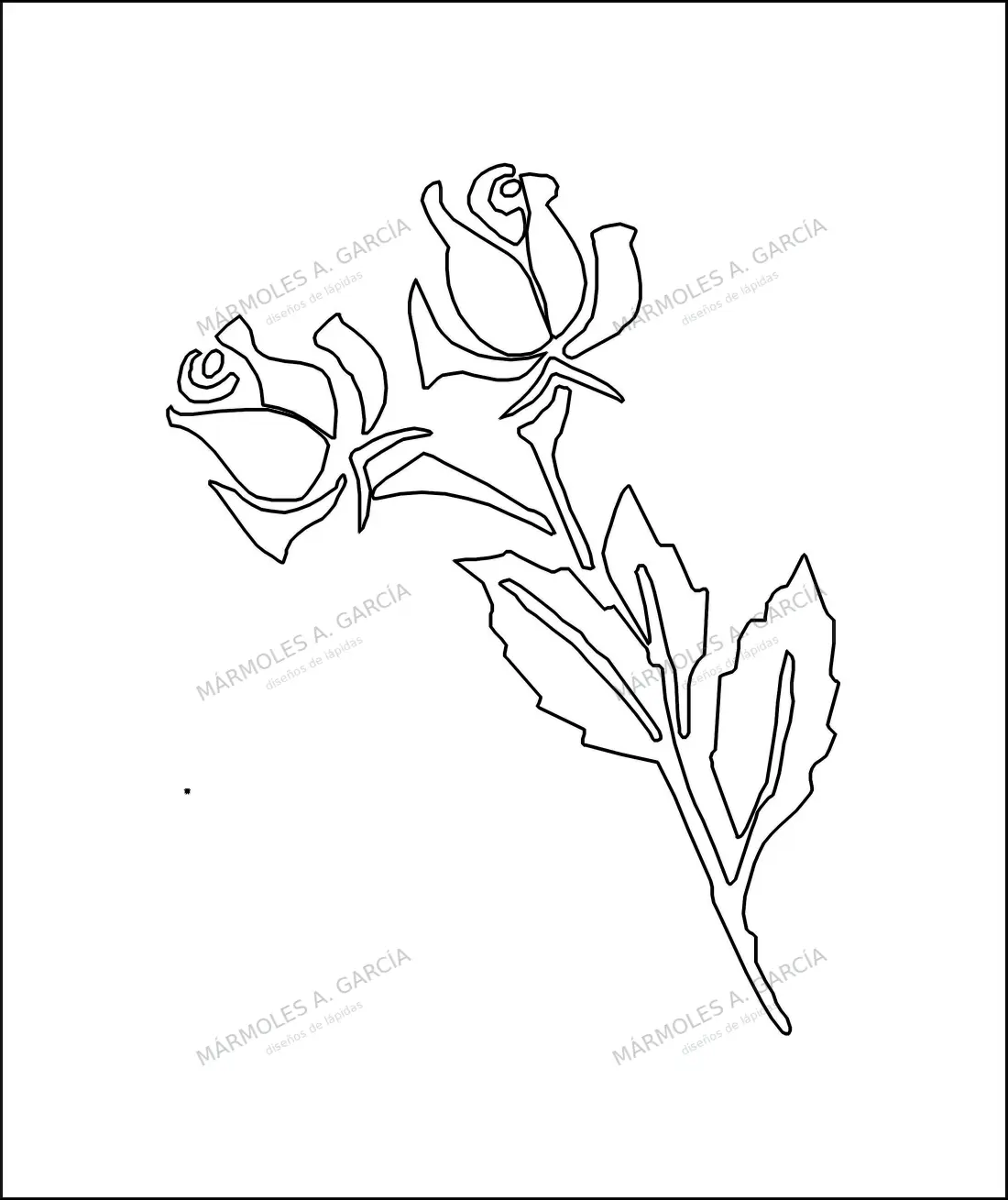 Diseño de lápida: Par de Rosas — Flores para lápidas en CorelDraw para grabar