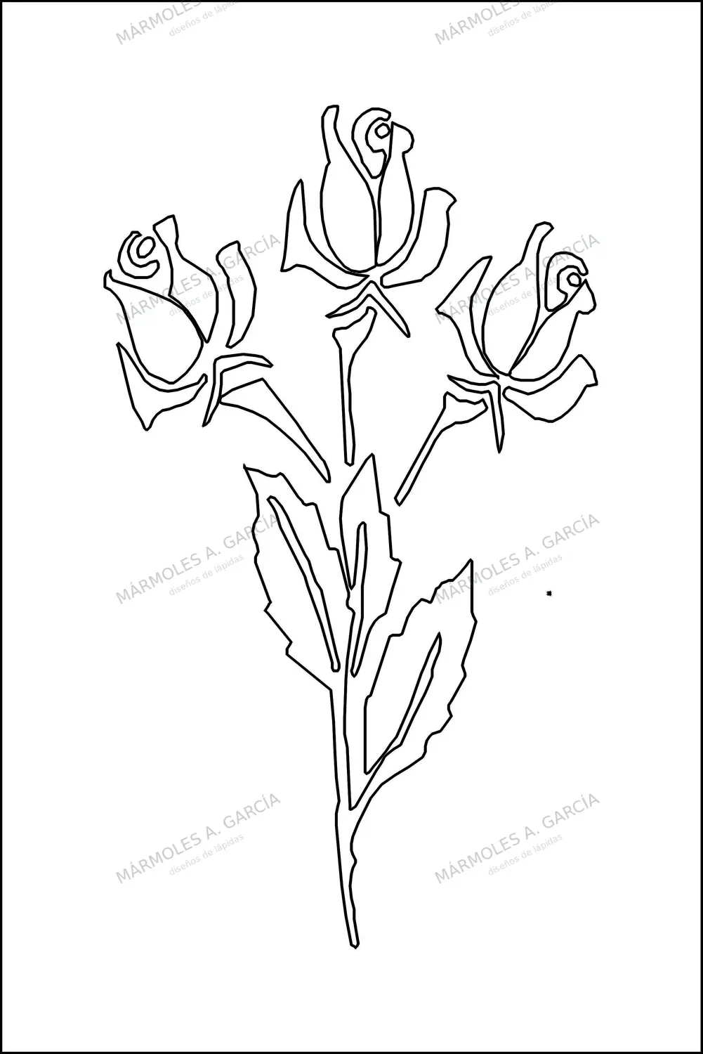 Diseño de lápida: Ramo de Rosas — Flores para lápidas en CorelDraw para grabar