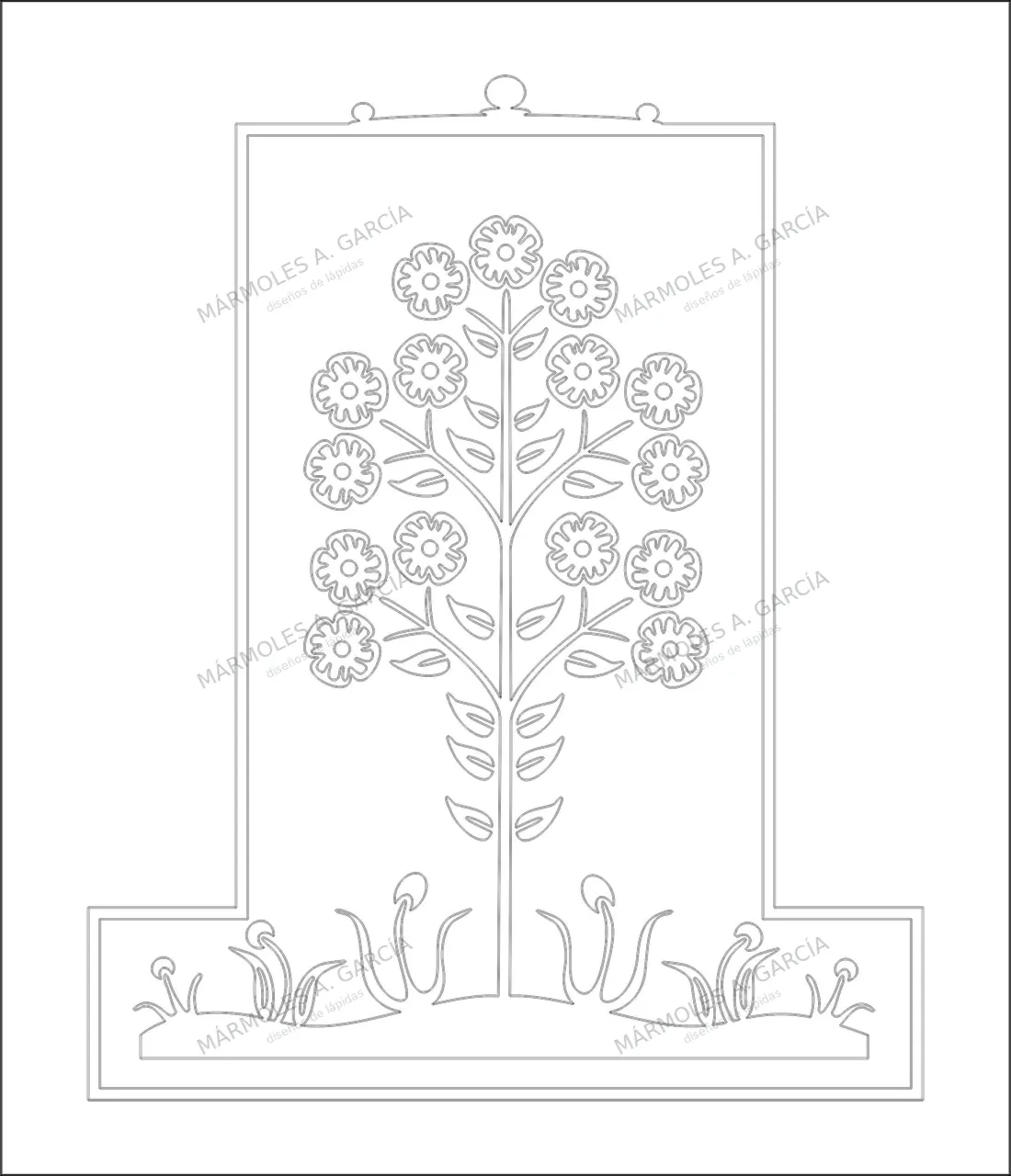 Diseño de lápida: Blooms Magic — Flores para lápidas en CorelDraw para grabar