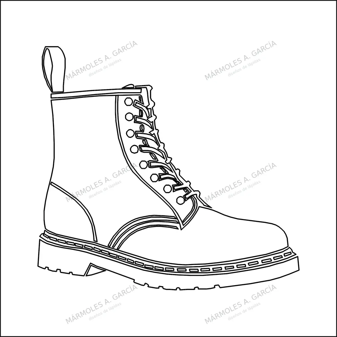 Diseño de lápida: Bota — Adornos y símbolos en CorelDraw para grabar