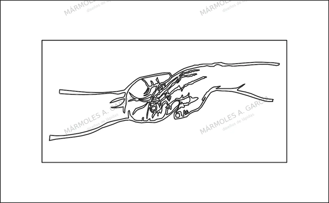 Diseño de lápida: Recuadro Manos — Adornos y símbolos en CorelDraw para grabar