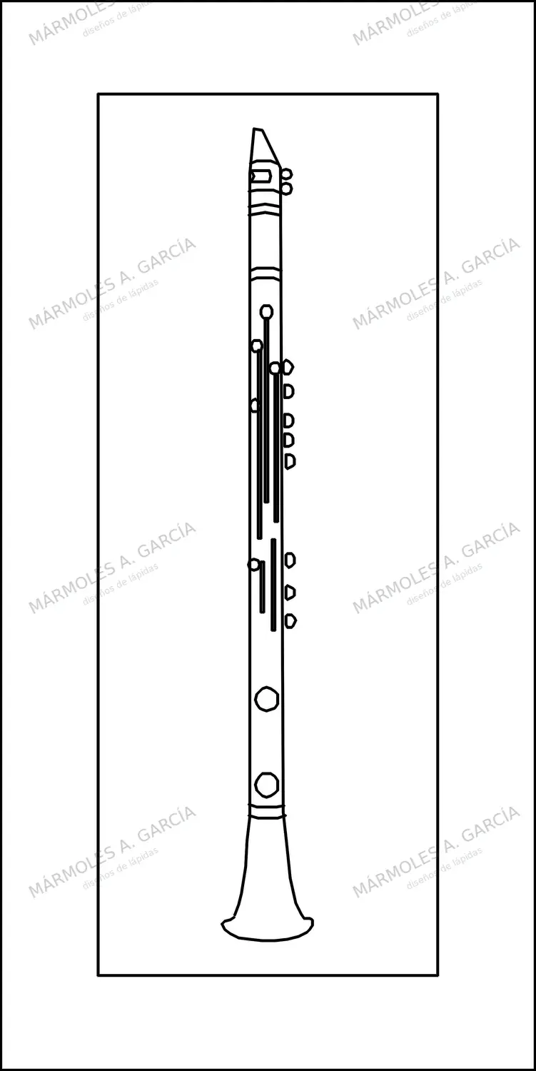 Diseño de lápida: Clarinete — Adornos y símbolos en CorelDraw para grabar