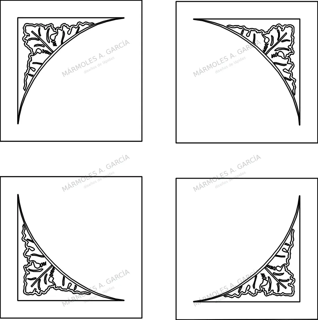Diseño de lápida: Esquinas Ovaladas — Adornos y símbolos en CorelDraw para grabar
